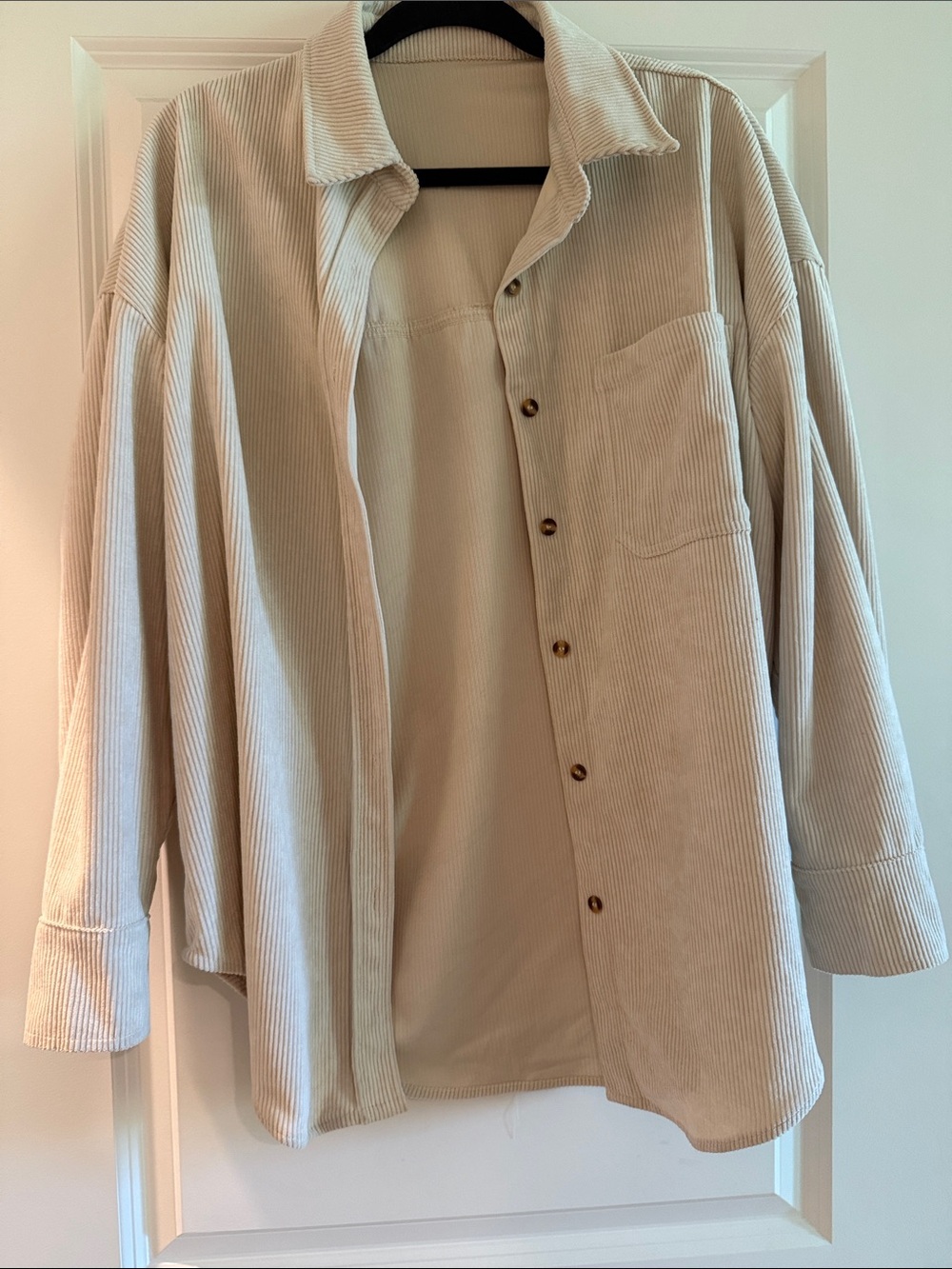 Women’s Beige Corduroy Button-Up Jacket